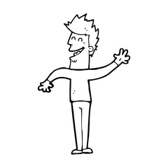 cartoon happy man waving