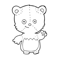 cartoon teddy bear waving