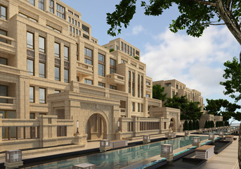 Obraz premium Buildings Photorealistic Render