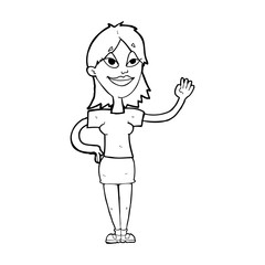 cartoon woman waving