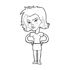 cartoon woman with hands on hips