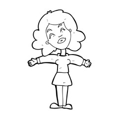 cartoon woman with open arms