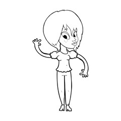 cartoon woman waving