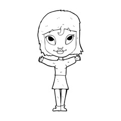 cartoon woman with open arms