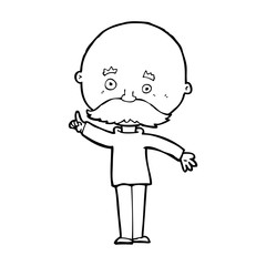 cartoon bald man with idea