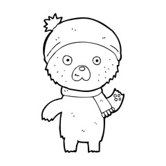cartoon waving teddy bear