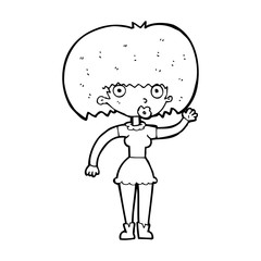cartoon woman waving