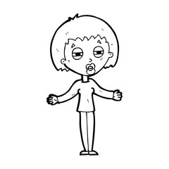 cartoon suspicious woman