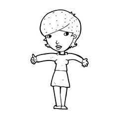 cartoon woman giving thumbs up symbol