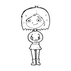cartoon happy woman