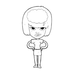 cartoon woman thinking