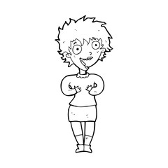 cartoon excited woman