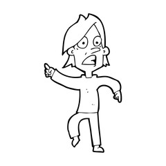 cartoon worried man pointing