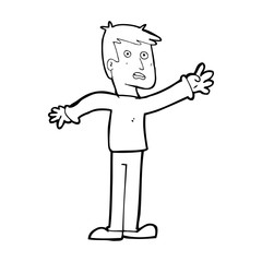 cartoon worried man reaching