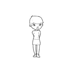 cartoon shy woman