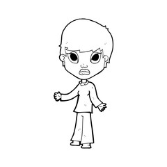 cartoon woman shrugging shoulders