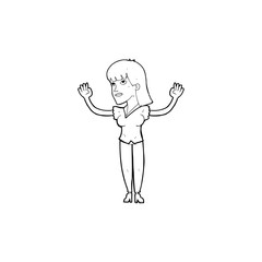 cartoon woman throwing hands in air