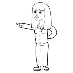 cartoon pretty woman pointing