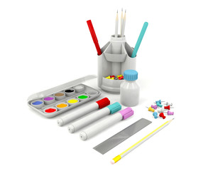 Stationery set isolated on white background