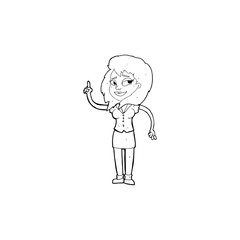 cartoon pretty woman with idea