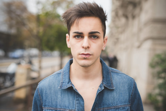 young handsome alternative dark model man