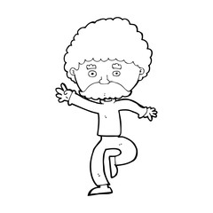cartoon mustache man disco dancing
