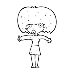 cartoon woman giving thumbs up symbol