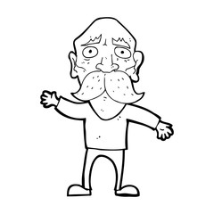 cartoon worried old man