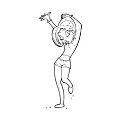 cartoon pretty woman dancing