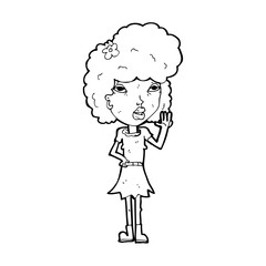 cartoon woman waving