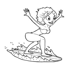 cartoon surfer girl