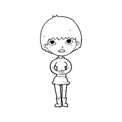cartoon woman waiting patiently