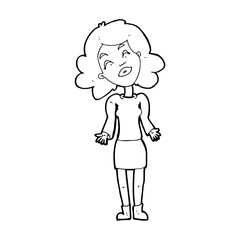cartoon woman shrugging shoulders