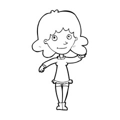 cartoon friendly woman waving
