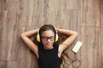 Child listening to music