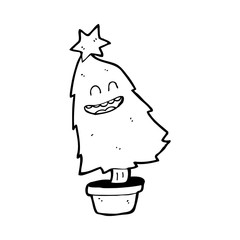 cartoon dancing christmas tree