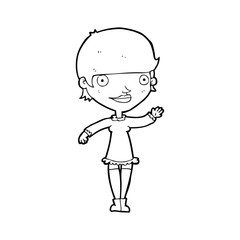 Obraz premium cartoon waving woman