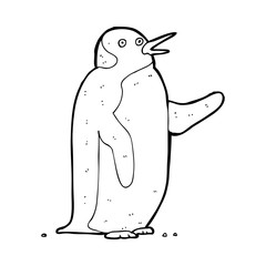 cartoon penguin waving