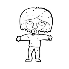 cartoon girl looking upwards