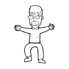 cartoon old man waving arms