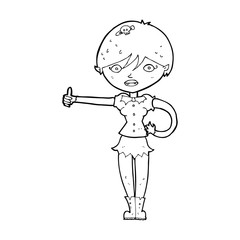 cartoon vampire girl giving thumbs up symbol
