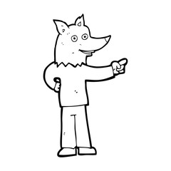 cartoon wolf man pointing