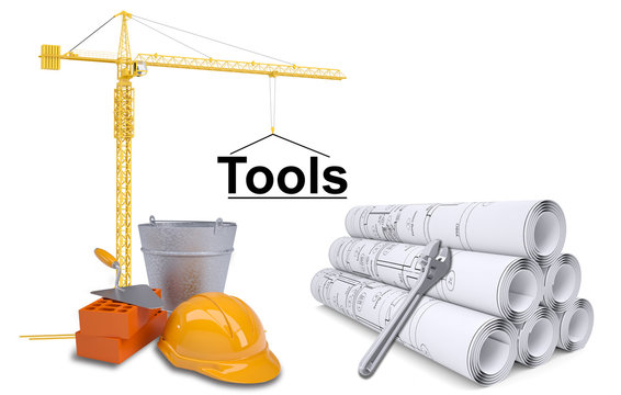 Crane with tools 