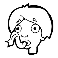 cartoon head sticking out tongue