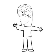 cartoon man with brain