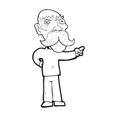 cartoon annoyed old man pointing