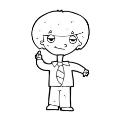 cartoon school boy answering question