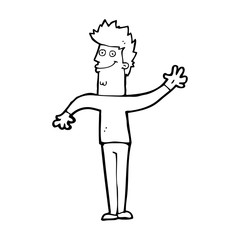 Obraz premium cartoon happy waving man