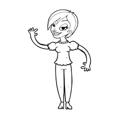 cartoon woman waving