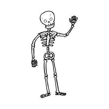 cartoon waving skeleton